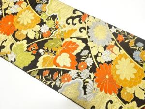 アンティーク　荒波に桐・菊・古典柄織り出し袋帯（着用可）